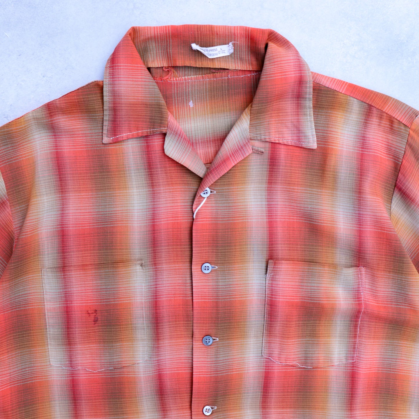 70s Ombre Check S/S Open Collar Shirts